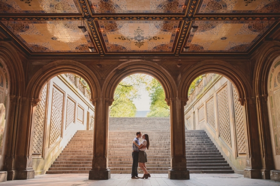 central park engagement photo
